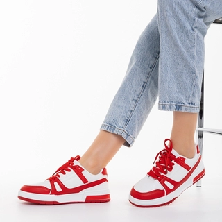 Η χιονοστιβάδα των εκπτώσεων - Εκπτώσεις Γυναικεία αθλητικά παπούτσια κόκκινα από οικολογικό δέρμα Asterva Προσφορά