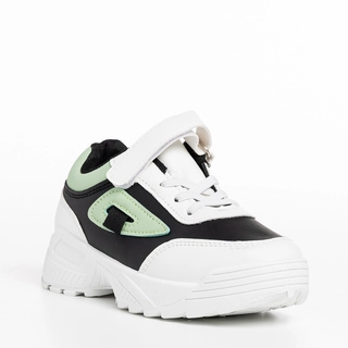 Η χιονοστιβάδα των εκπτώσεων - Εκπτώσεις Παιδικά αθλητικά παπούτσια μαύρα με πράσινο από οικολογικό δέρμα Rumaysa Προσφορά
