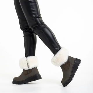 Η χιονοστιβάδα των εκπτώσεων - Εκπτώσεις Γυναικείες μπότες  πράσινα  από οικολογικό δέρμα και ύφασμα  Aubrielle Προσφορά