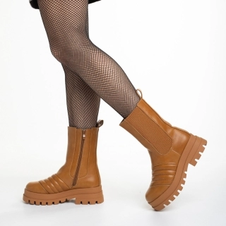 Spring Sale - Εκπτώσεις Γυναικείες μπότες  καμελ από οικολογικό δέρμα  Lovena Προσφορά