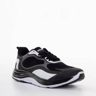 Ανδρικά αθλητικά παπούτσια μαύρα με γκρί από ύφασμα Raimond