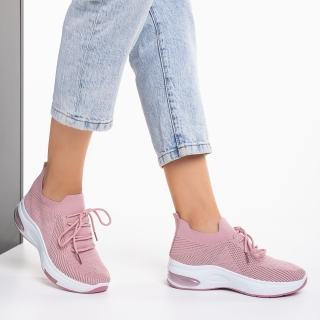 Γυναικεία αθλητικά παπούτσια  ροζ από ύφασμα  Kindra