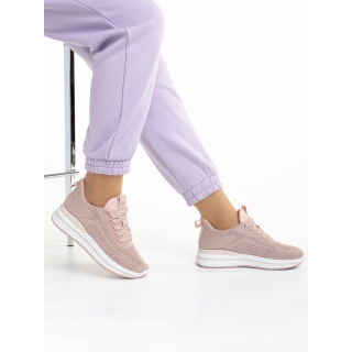 Γυναικεία αθλητικά παπούτσια ροζ  από ύφασμα Jelena