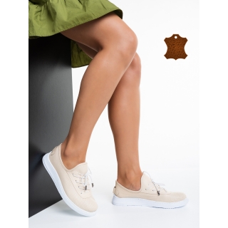 Spring Sale - Εκπτώσεις Γυναικεία casual παπούτσια  μπεζ από φυσικό δερμα  Nilda Προσφορά