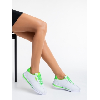 Spring Sale - Εκπτώσεις Γυναικεία αθλητικά παπούτσια  λευκό με πράσινο από οικολογικό δέρμα Zinovia Προσφορά