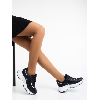 Γυναικεία αθλητικά παπούτσια μαύρα από οικολογικό δέρμα Madra