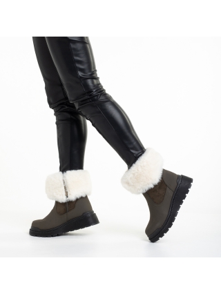 Winter Sale - Εκπτώσεις Γυναικείες μπότες  πράσινα  από οικολογικό δέρμα και ύφασμα  Aubrielle Προσφορά