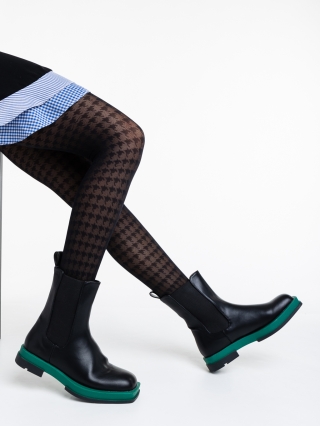 Black Friday - Εκπτώσεις Γυναικείες μπότες μαύρα με πράσινο από οικολογικό δέρμα Omolara Προσφορά