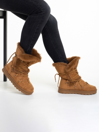 Winter Sale - Εκπτώσεις Γυναικείες μπότες  καμελ   από ύφασμα Phyllis Προσφορά