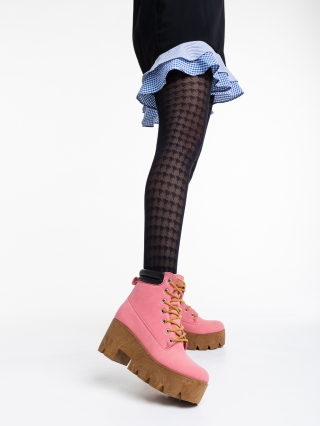 Winter Sale - Εκπτώσεις Γυναικεία μπότακια ροζ από οικολογικό δέρμα Sheona Προσφορά