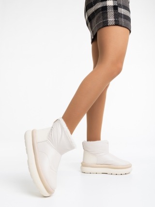 Winter Sale - Εκπτώσεις Γυναικείες μπότες μπεζ από οικολογικό δέρμα και ύφασμα Leola Προσφορά