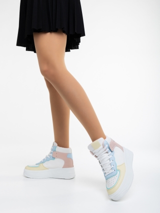 Love Sales - Εκπτώσεις Γυναικεία αθλητικά παπούτσια ροζ με μπλε από οικολογικό δέρμα Naila Προσφορά