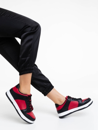 Easter Sale - Εκπτώσεις Γυναικεία αθλητικά παπούτσια κόκκινα με μαύρο από οικολογικό δέρμα Remmie Προσφορά