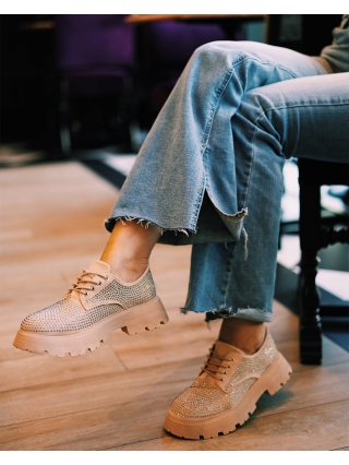 Sunny Sale - Εκπτώσεις Γυναικεία casual παπούτσια μπεζ από ύφασμα Norya Προσφορά