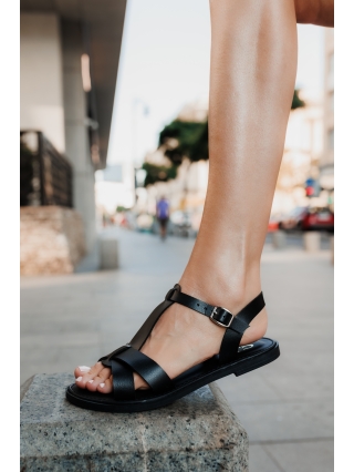 Autumn Sale - Εκπτώσεις Γυναικεία σανδάλια  μάυρα από οικολογικό δέρμα Deisha Προσφορά